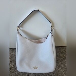kate spade white pebble leather shoulder hobo bag